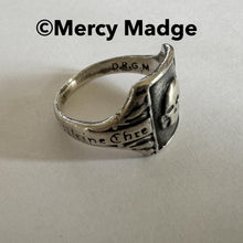 Load image into Gallery viewer, Vintage Nazi SS Totenkopf Silver Skull Ring, 1940s DRGM Germany