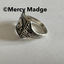 Load image into Gallery viewer, Vintage Nazi SS Totenkopf Silver Skull Ring, 1940s DRGM Germany