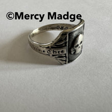 Load image into Gallery viewer, Vintage Nazi SS Totenkopf Silver Skull Ring, 1940s DRGM Germany