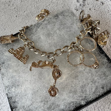 Load image into Gallery viewer, Vintage 1970s Georg Jensen Sterling Silver Curb Chain Charm Bracelet With 9 Charms & Heart Padlock Clasp, All Original