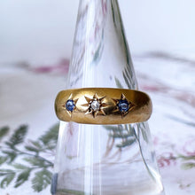 Lade das Bild in den Galerie-Viewer, Antique 18ct Gold Diamond & Sapphire Gypsy Ring, Chester 1905