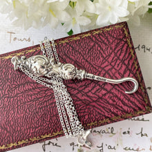 Carica l'immagine nel visualizzatore di Gallery, Antique Miniature Silver Button Hook Pendant, Optional Chain