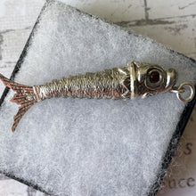 Carica l'immagine nel visualizzatore di Gallery, Victorian Silver & Ruby Articulated Fish Pendant Fob