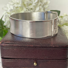 Load image into Gallery viewer, Vintage Floral Engraved Forget-Me-Not Belt & Buckle Silver Bangle, 1962 Hallmarks