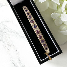 Cargar imagen en el visor de la galería, Vintage 9ct Gold, Diamond & Lavender Amethyst Bangle Bracelet