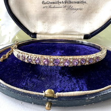 Cargar imagen en el visor de la galería, Vintage 9ct Gold, Diamond & Lavender Amethyst Bangle Bracelet