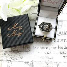 Load image into Gallery viewer, Vintage Nazi SS Totenkopf Silver Skull Ring, 1940s DRGM Germany