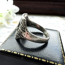 Load image into Gallery viewer, Vintage Nazi SS Totenkopf Silver Skull Ring, 1940s DRGM Germany