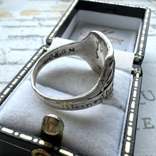 Load image into Gallery viewer, Vintage Nazi SS Totenkopf Silver Skull Ring, 1940s DRGM Germany