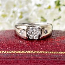 Load image into Gallery viewer, Mens Vintage 14ct White Gold & Diamond Ring