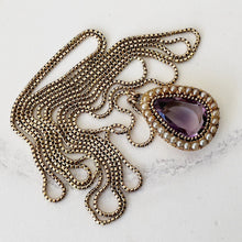 Charger l'image dans la galerie, Georgian 18ct Gold Amethyst & Pearl Teardrop Pendant Necklace