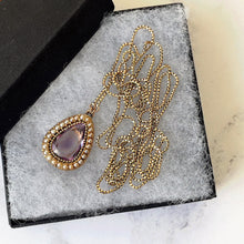 Charger l'image dans la galerie, Georgian 18ct Gold Amethyst & Pearl Teardrop Pendant Necklace