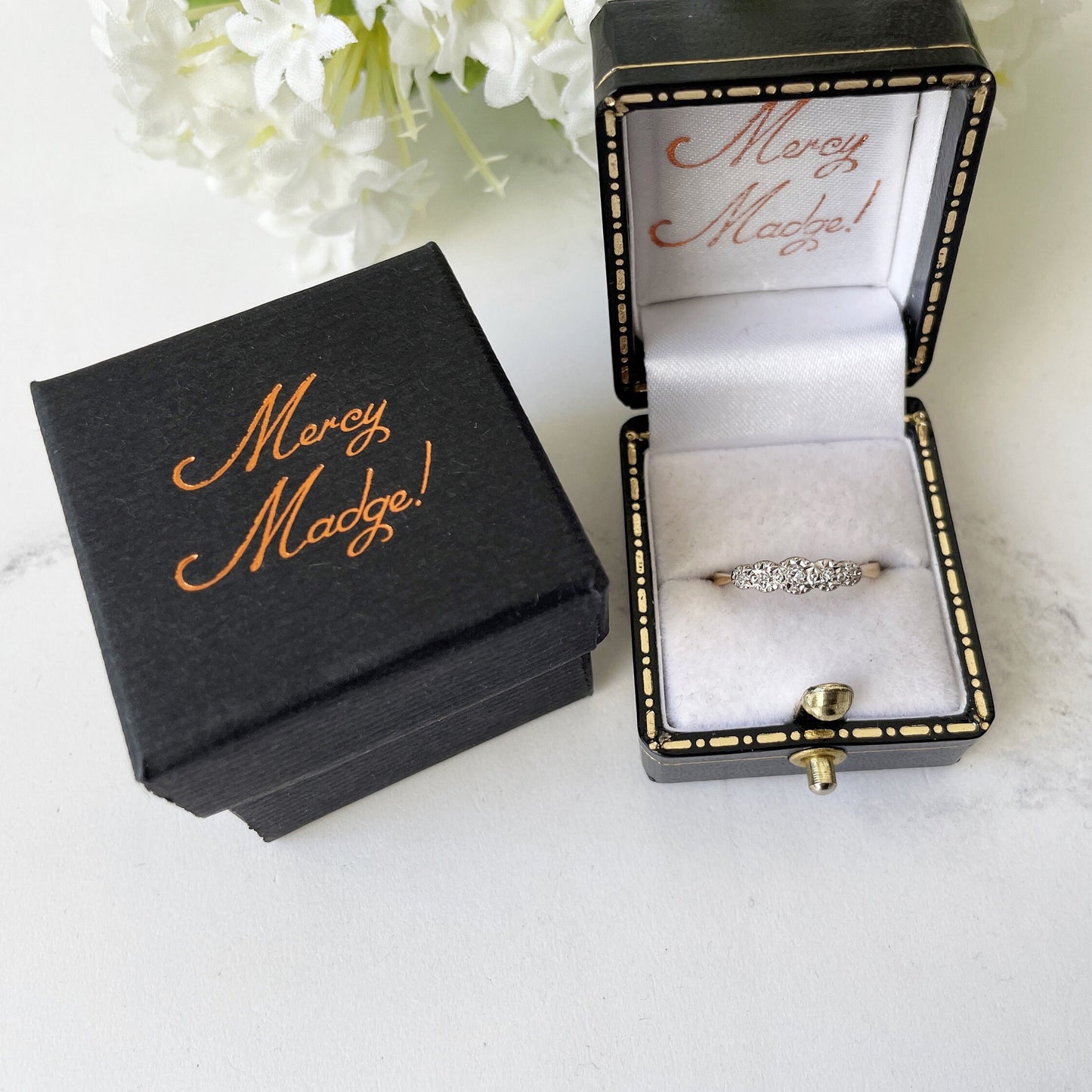 Art Deco 18ct Gold & Platinum Milligrain Set Diamond Ring
