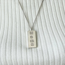 Load image into Gallery viewer, Vintage Heavy Sterling Silver Ingot Pendant Necklace: British Hallmark 1976