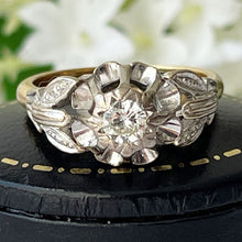 Lade das Bild in den Galerie-Viewer, Vintage 1970s 18ct Gold & Diamond Solitaire Statement Ring