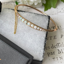 Cargar imagen en el visor de la galería, Edwardian Opal & Diamond 9ct Gold Bangle In Monogrammed Fitted Case: Chester 1905