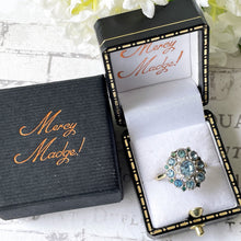 Lade das Bild in den Galerie-Viewer, Antique Victorian 9ct Gold & Silver Aquamarine Paste Ring. Georgian Pale Blue Paste Flower Ring. Daisy Cluster Antique Paste Gemstone Ring