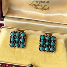 Cargar imagen en el visor de la galería, Vintage Zuni Silver Petit Point Turquoise Cluster Earrings