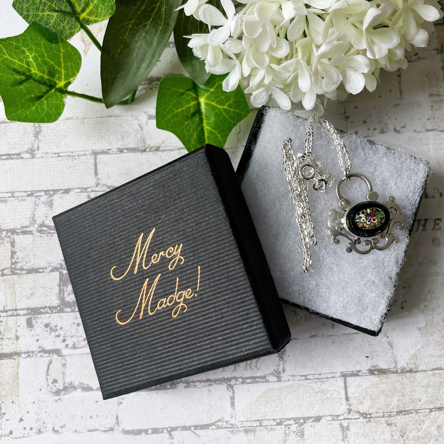 Antique Victorian Silver Micro Mosaic & Whitby Jet Padlock. Antique Sterling Silver Padlock Necklace Pendant. Victorian Bracelet Padlock