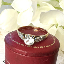 Carica l'immagine nel visualizzatore di Gallery, Antique 18ct Gold & Platinum White Spinel Ring. Edwardian/Art Deco Natural Spinel Solitaire Ring. Antique Engagement Ring, Size O / 7