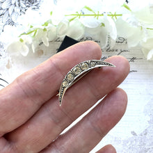 Carica l'immagine nel visualizzatore di Gallery, Antique 935 Silver Paste Diamond Crescent Moon Brooch/Lapel/Cravat Pin