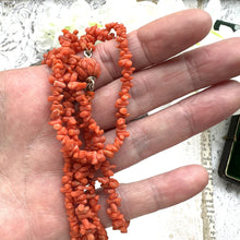 Cargar imagen en el visor de la galería, Victorian Carved Coral Bead 2-Strand Necklace. Antique Natural Salmon Red Mediterranean Coral Nugget Bead 2-Strand Necklace