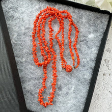 Load image into Gallery viewer, Victorian Carved Coral Bead 2-Strand Necklace. Antique Natural Salmon Red Mediterranean Coral Nugget Bead 2-Strand Necklace
