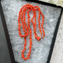 Cargar imagen en el visor de la galería, Victorian Carved Coral Bead 2-Strand Necklace. Antique Natural Salmon Red Mediterranean Coral Nugget Bead 2-Strand Necklace