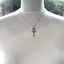 Load image into Gallery viewer, Vintage James Avery Sterling Silver Ankh Cross Pendant Necklace. Retired JA Large Silver Cross Pendant &amp; Chain. Collectible Silver Jewelry

