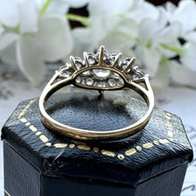 Cargar imagen en el visor de la galería, Vintage 9ct Gold White Crystal East West Marquise Ring. 9ct Yellow Gold CZ Crystal Cluster Boat Ring. Sparkling Cocktail Ring, Size L/5.75