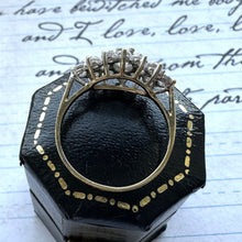 Cargar imagen en el visor de la galería, Vintage 9ct Gold White Crystal East West Marquise Ring. 9ct Yellow Gold CZ Crystal Cluster Boat Ring. Sparkling Cocktail Ring, Size L/5.75