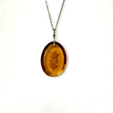 Charger l'image dans la galerie, Antique Citrine Glass Intaglio Silver Pendant Necklace