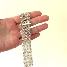 Carica l'immagine nel visualizzatore di Gallery, Vintage Sterling Silver Cannetille Choker Necklace. Fine Silver Filigree Festoon Collar Necklace. Floral Silver Chainmaille Wedding Necklace