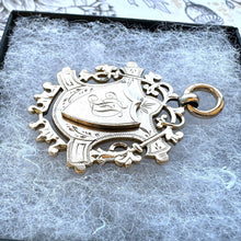 Cargar imagen en el visor de la galería, Antique Victorian 9ct Gold Large Pendant Fob. Chester 1892 Engraved 9ct Gold Watch Chain Fob. Antique Rose Gold Fancy Fob Pendant.