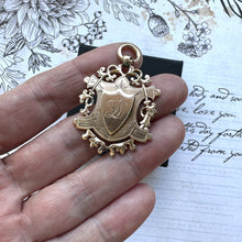 Cargar imagen en el visor de la galería, Antique Victorian 9ct Gold Large Pendant Fob. Chester 1892 Engraved 9ct Gold Watch Chain Fob. Antique Rose Gold Fancy Fob Pendant.