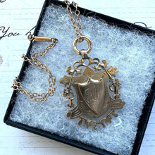 Cargar imagen en el visor de la galería, Antique Victorian 9ct Gold Large Pendant Fob. Chester 1892 Engraved 9ct Gold Watch Chain Fob. Antique Rose Gold Fancy Fob Pendant.