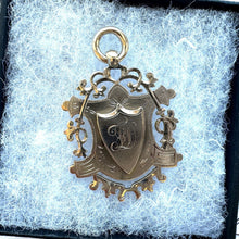 Cargar imagen en el visor de la galería, Antique Victorian 9ct Gold Large Pendant Fob. Chester 1892 Engraved 9ct Gold Watch Chain Fob. Antique Rose Gold Fancy Fob Pendant.