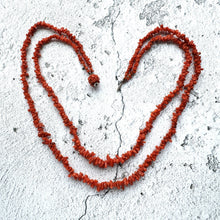Cargar imagen en el visor de la galería, Victorian Carved Coral Bead 2-Strand Necklace. Antique Natural Salmon Red Mediterranean Coral Nugget Bead 2-Strand Necklace