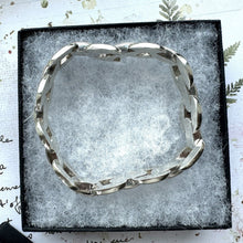 Cargar imagen en el visor de la galería, Vintage Art Deco Sterling Silver Tank Bracelet. Articulated Panel Silver Bracelet. Panther Link Chain Bracelet. Silver Bookchain Bracelet