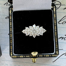 Load image into Gallery viewer, Vintage 9ct Gold White Crystal East West Marquise Ring. 9ct Yellow Gold CZ Crystal Cluster Boat Ring. Sparkling Cocktail Ring, Size L/5.75
