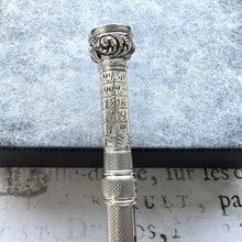 Cargar imagen en el visor de la galería, Rare Georgian Silver Perpetual Calendar & Propelling Pencil With Carnelian Seal. Antique Sterling Silver Combination Telescopic Pencil c1825