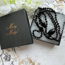Carica l'immagine nel visualizzatore di Gallery, Antique Victorian Black Vauxhall Glass Faceted Bead Necklace. 32" French Jet Opera Necklace. Victorian Mourning Jewellery