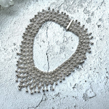 Carica l'immagine nel visualizzatore di Gallery, Vintage Sterling Silver Cannetille Choker Necklace. Fine Silver Filigree Festoon Collar Necklace. Floral Silver Chainmaille Wedding Necklace