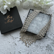 Carica l'immagine nel visualizzatore di Gallery, Vintage Sterling Silver Cannetille Choker Necklace. Fine Silver Filigree Festoon Collar Necklace. Floral Silver Chainmaille Wedding Necklace