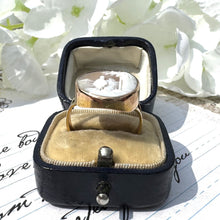 Lade das Bild in den Galerie-Viewer, Antique Victorian 15ct Gold Carved Scenic Cameo Ring. Sailing Ship & Woman Landscape Cameo Ring. Italian Cameo Neoclassical Statement Ring