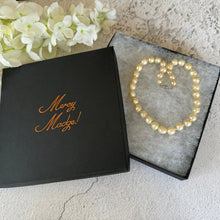 Cargar imagen en el visor de la galería, Vintage Round Baroque Pearl Necklace With Sterling Silver Filigree Clasp. Large 9/10mm Creamy Ivory Freshwater Pearl Choker Necklace, 15"