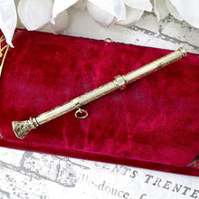 画像をギャラリービューアに読み込む, Victorian 15ct Gold & Citrine Seal Pencil Pendant. Antique Engraved Solid Gold Mechanical/Propelling Chatelaine Pencil With Gemstone Shield