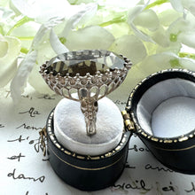 画像をギャラリービューアに読み込む, Vintage 1970s Huge 30ct Smoky Quartz Cocktail Ring. Silver Art Nouveau Style Statement Ring. Scottish Cairngorm Gemstone Ring, Size Q/8-3/4