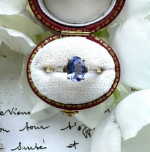 画像をギャラリービューアに読み込む, Vintage 9ct Gold Tanzanite Diamond Ring. 3-Stone 1.30ct Trilogy Engagement Ring. Oval & Baguette Cut Gemstone Ring , Size UK/N, US/6-3/4
