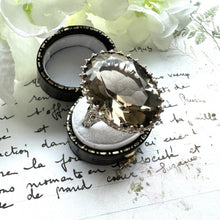 画像をギャラリービューアに読み込む, Vintage 1970s Huge 30ct Smoky Quartz Cocktail Ring. Silver Art Nouveau Style Statement Ring. Scottish Cairngorm Gemstone Ring, Size Q/8-3/4